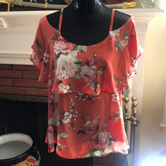 bobeau Tops - Bobeau off the shoulder floral top